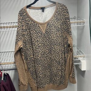 torrid Leopard-Print Scoopneck Sweater in Brown and Black